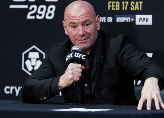 Dana White participa da coletiva de imprensa pós-UFC 298.