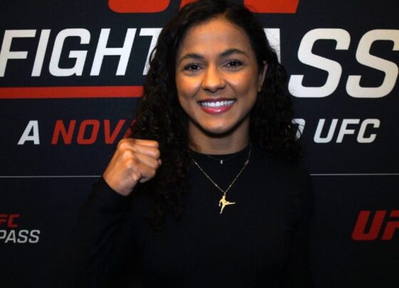 Natália Silva posa para foto no media day do UFC Vegas 85.