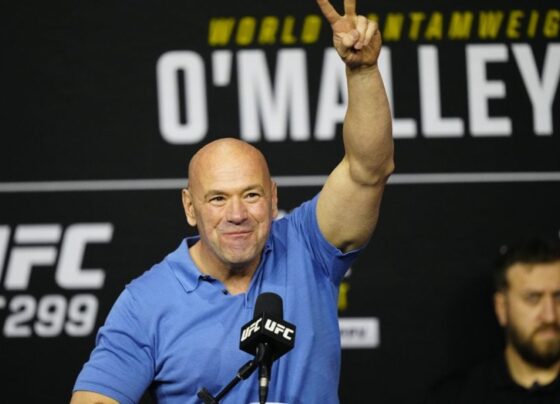 Dana White na coletiva de imprensa do UFC 299.